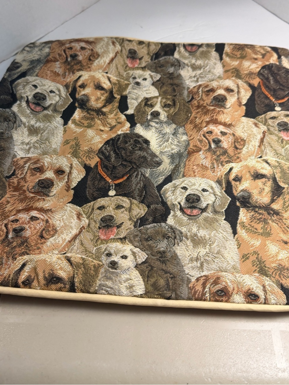 Dog Print  Cushion Cover - Multi Brown/Black Dogs Zippered